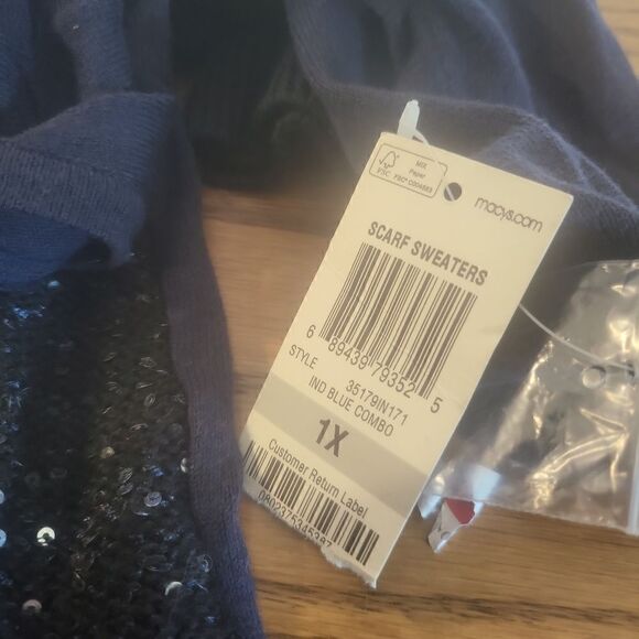 New! Style & Co pullover navy blue sweater with infinity scarf - Picture 7 of 7